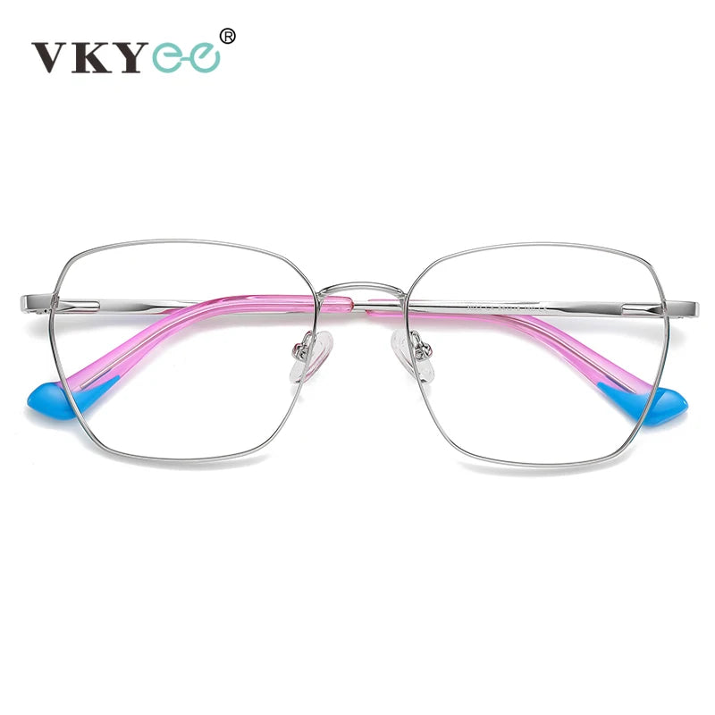 Vicky Unisex Full Rim Square Stainless Steel Acetate Reading Glasses 3022 Reading Glasses Vicky silver-pink 0 