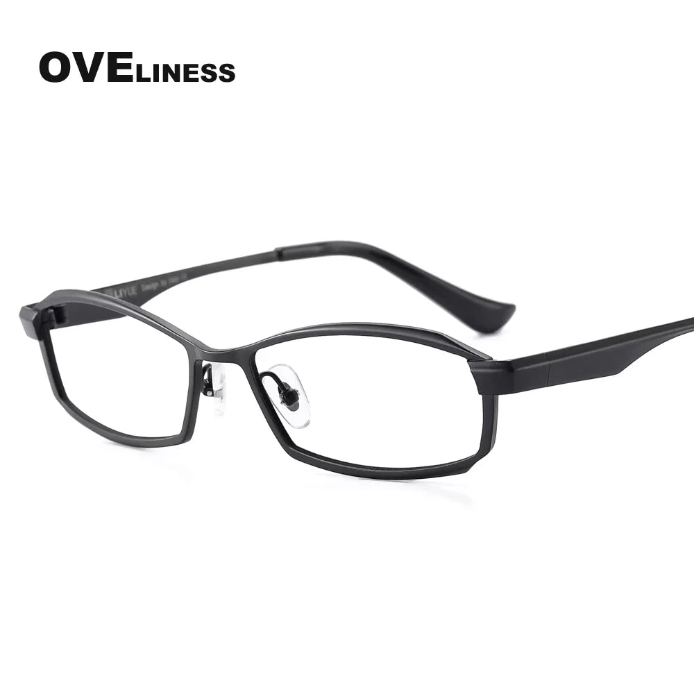 Oveliness Men's Full Rim Oval Rectangle Titanium Sport Eyeglasses 38718 Full Rim Oveliness Black