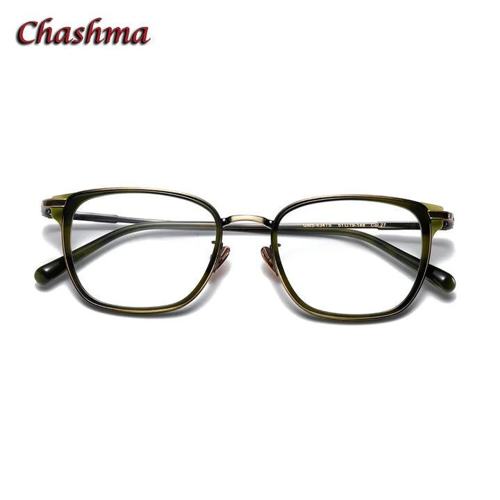 Chashma Ochki  Unisex Full Rim Square Titanium Acetate Eyeglasses 0634 Full Rim Chashma Ochki   