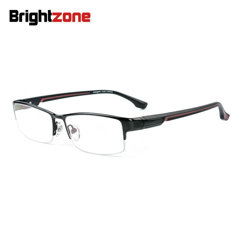 Brightzone Unisex Semi Rim Square Titanium Eyeglasses 95356 Semi Rim Brightzone