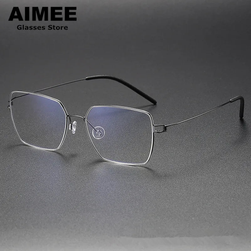 Aimee Unisex Full Rim Square Screwless Titanium Eyeglasses 4155 Full Rim Aimee Gun-Grey  