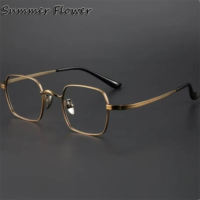Summer Flower Men's Full Rim Square Titnaium-Alloy Eyeglasses 66801