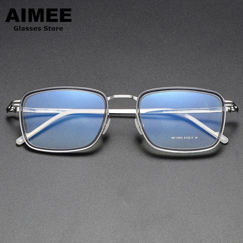 Aimee Unisex Full Rim Square Acetate Titanium Eyeglasses 81003 Full Rim Aimee