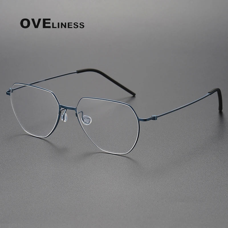 Oveliness Unisex Full Rim Flat Top Oval Titanium Eyeglasses O5526 Full Rim Oveliness blue  