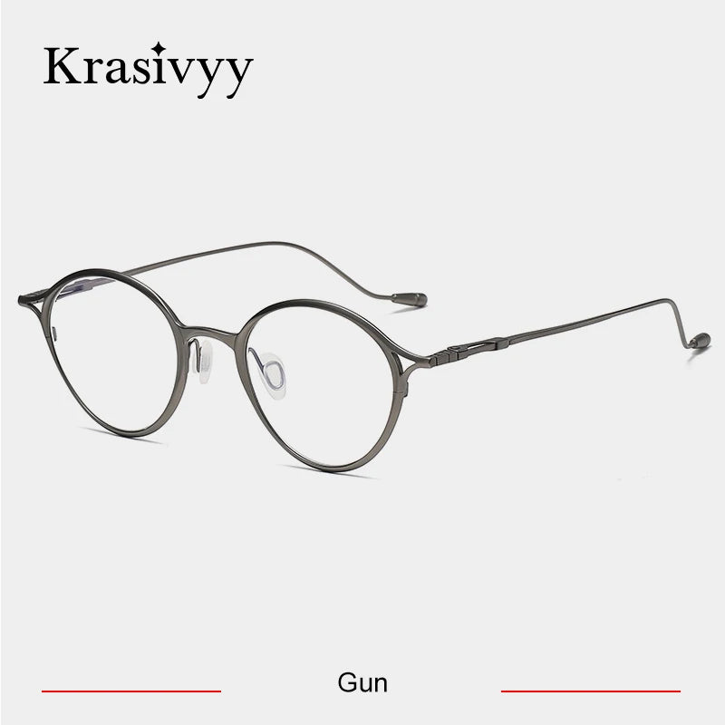 Krasivyy Unisex Full Rim Round Screwless Titanium Eyeglasses 45926