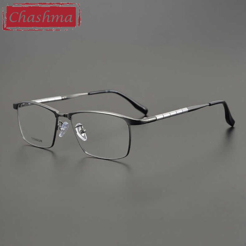 Chashma Men's Full Rim Square Spring Hinge Titanium Eyeglasses 6119 Full Rim Chashma Gray  