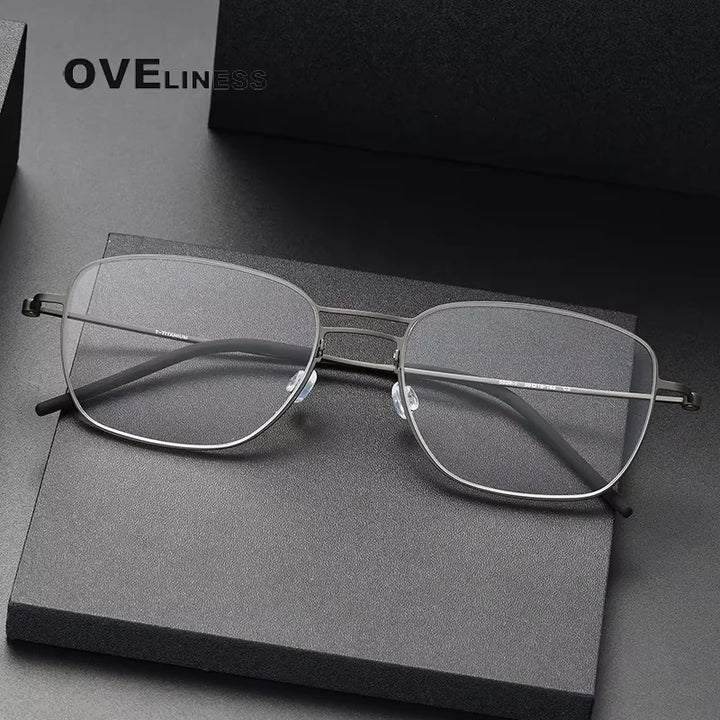 Oveliness Unisex Full Rim Square Double Bridge Titanium Eyeglasses 25524