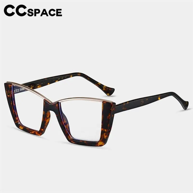 CCSpace Women's Semi Rim Square Tr 90 Titanium Eyeglasses 57014 Semi Rim CCspace   