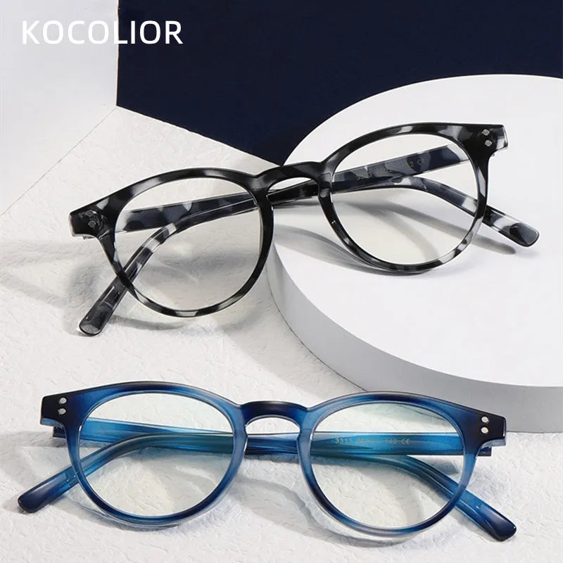 Kocolior Unisex Full Rim Round Acetate Hyperopic Reading Glasses 3313 Reading Glasses Kocolior   