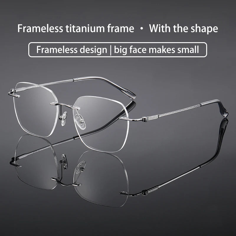 Vicky Unisex Rimless Oval Round Titanium Reading Glasses V7001 Reading Glasses Vicky   