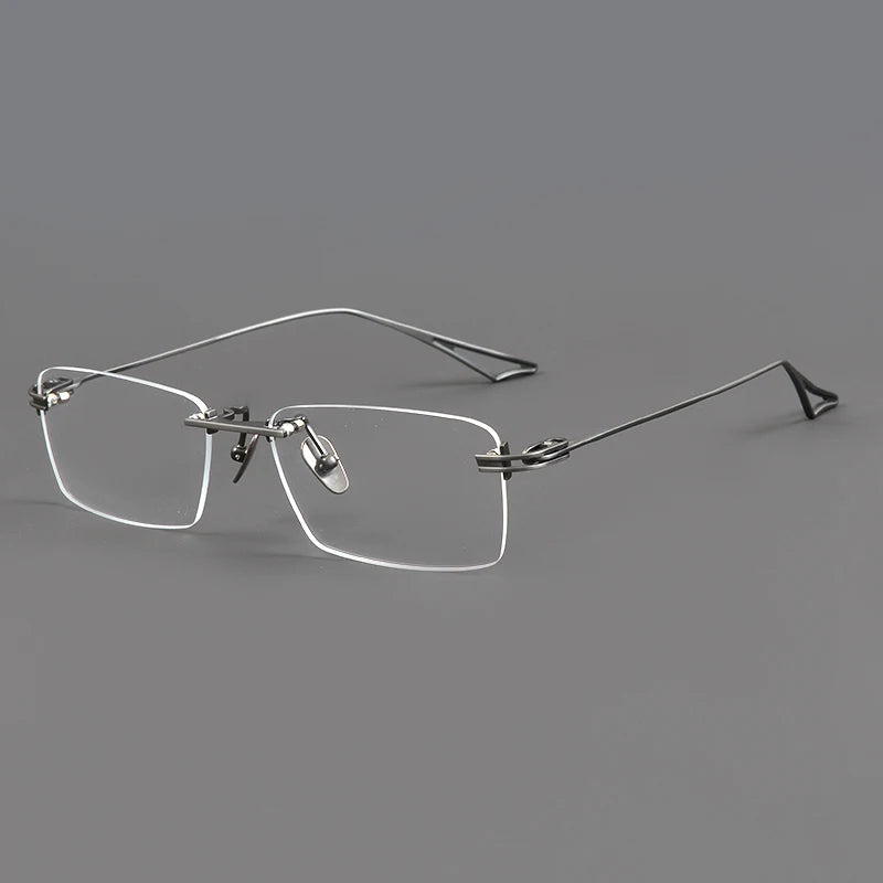 Aimee Unisex Rimless Big Square Titanium Eyeglasses 30419 Rimless Aimee Gun-Grey  