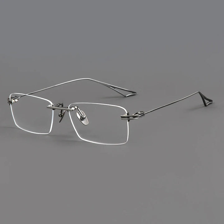 Aimee Unisex Rimless Big Square Titanium Eyeglasses 30419 Rimless Aimee Gun-Grey  