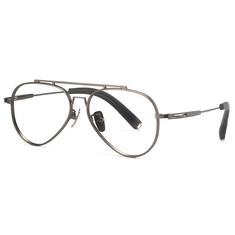 KatKani Unisex Full Rim Oval Double Bridge Titanium Eyeglasses LSA10-1 Full Rim KatKani Eyeglasses Bronze  