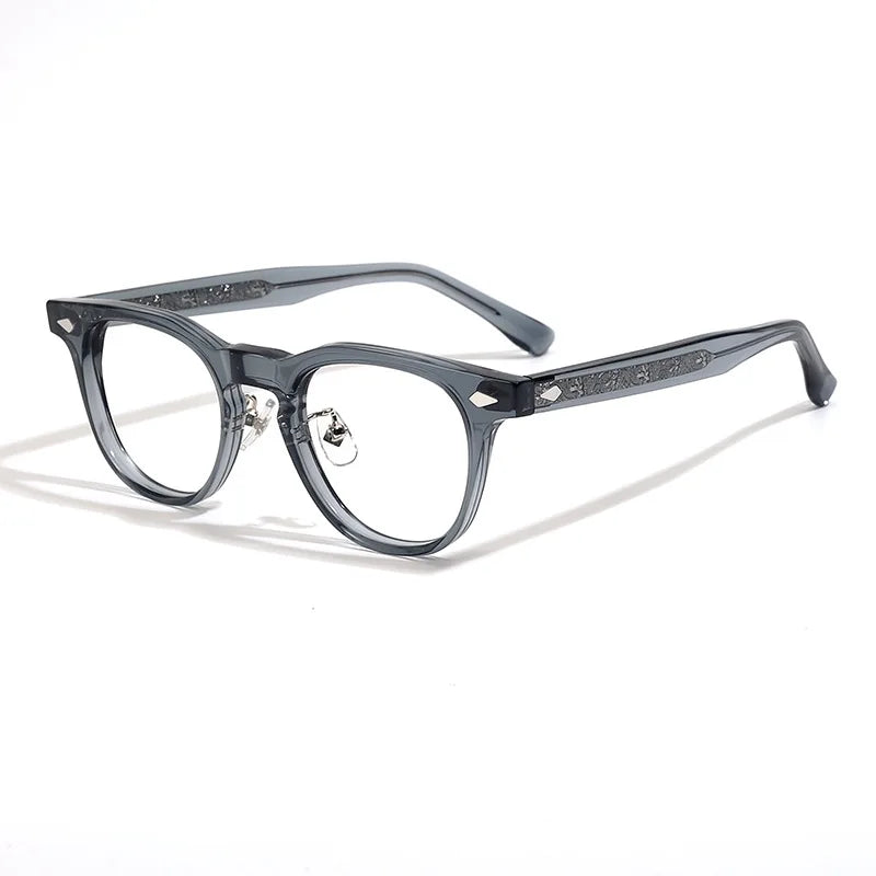 Black Mask Unisex Full Rim Round Square Acetate Eyeglasses 23069 Full Rim Black Mask Gray  