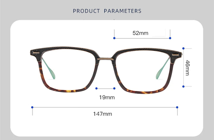 Black Mask Unisex Full Rim Square Acetate Titanium Eyeglasses 192085