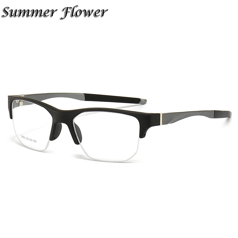 Summer Flower Unisex  Semi Rim Square Tr 90 Al Mg Eyeglasses 615856