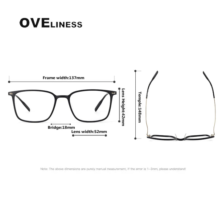 Oveliness Women's Full Rim Square Acetate Titanium Eyeglasses 8673 Full Rim Oveliness   