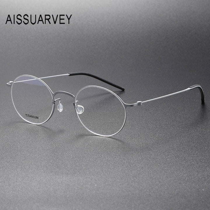 Aissuarvey Men's Full Rim Small Round Titanium Eyeglasses 494322 Full Rim Aissuarvey Eyeglasses   