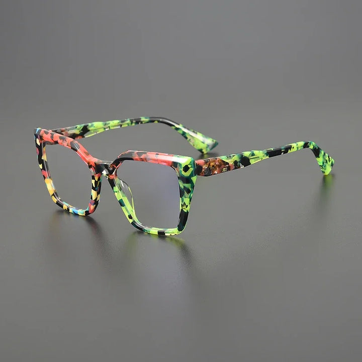 Hewei Unisex Full Rim Flat Top Square Thick Acetate Eyeglasses 98268 Full Rim Hewei C2 CHINA