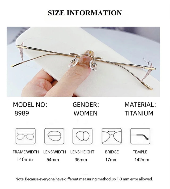 Summer Flower Women's Rimless Oval Titanium Eyeglasses 698989