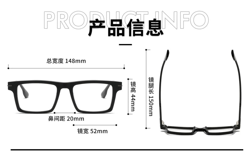 Black Mask Unisex Full Rim Flat Top Square Acetate Eyeglasses 4529 Full Rim Black Mask