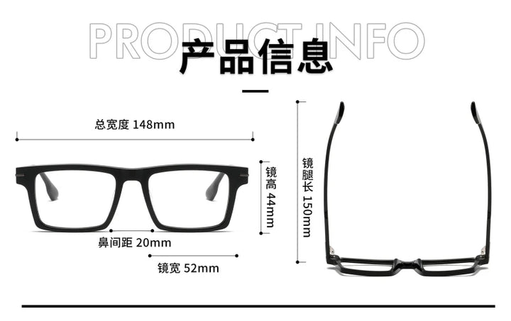 Black Mask Unisex Full Rim Flat Top Square Acetate Eyeglasses 4529 Full Rim Black Mask