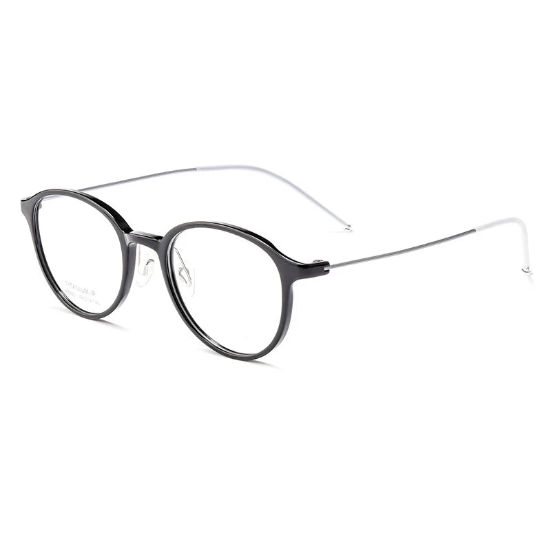 Hotony Women's Full Rim Round Acetate Titanium Eyeglasses 58204