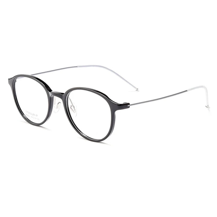 Hotony Women's Full Rim Round Acetate Titanium Eyeglasses 58204