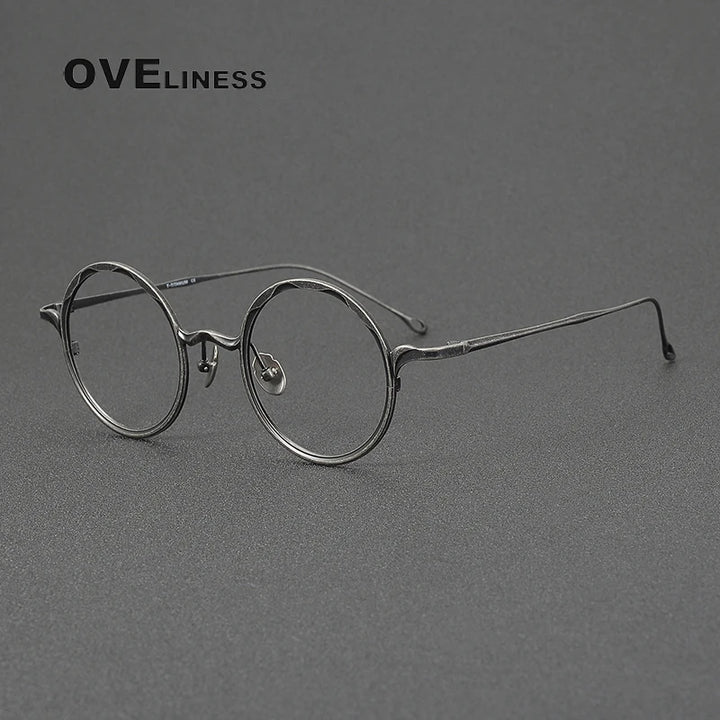 Oveliness Unisex Full Rim Round Titanium Eyeglasses 42611 Full Rim Oveliness black