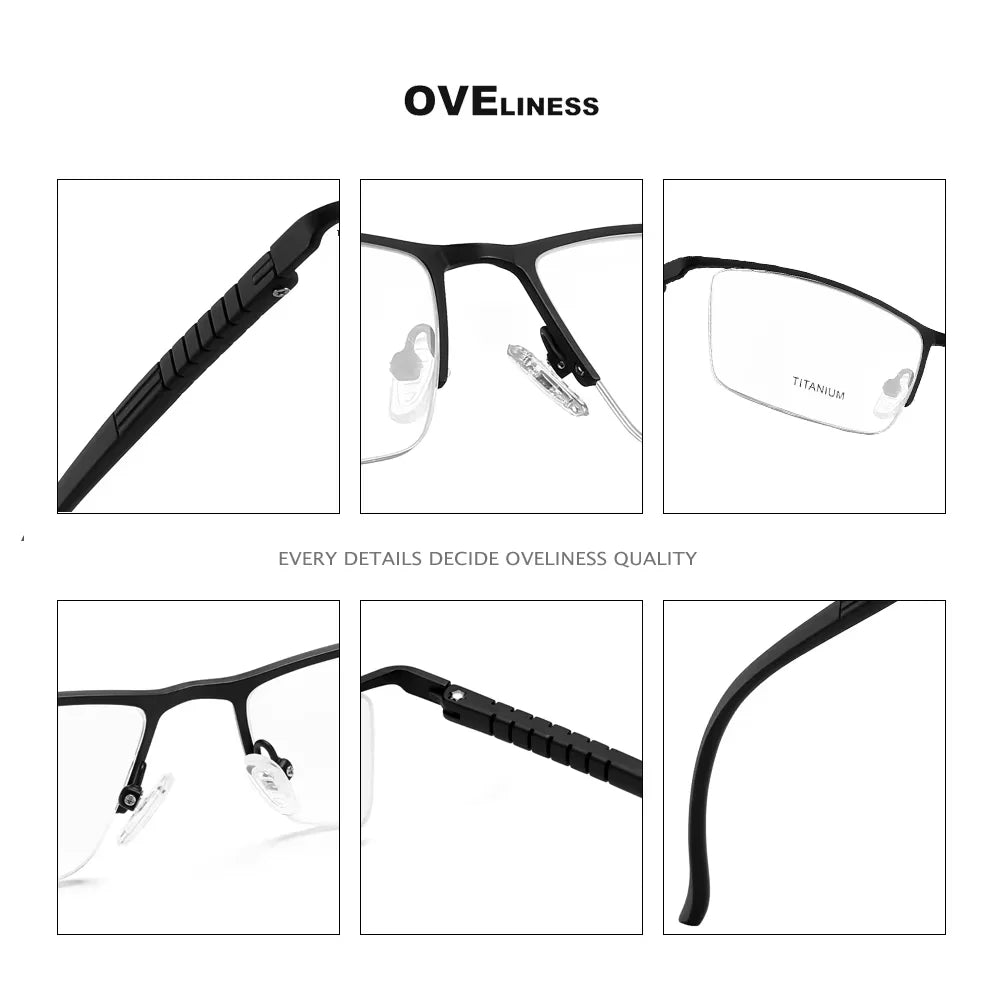 Oveliness Men's Semi Rim Brow Line Square Alloy Eyeglasses 9864 Semi Rim Oveliness   