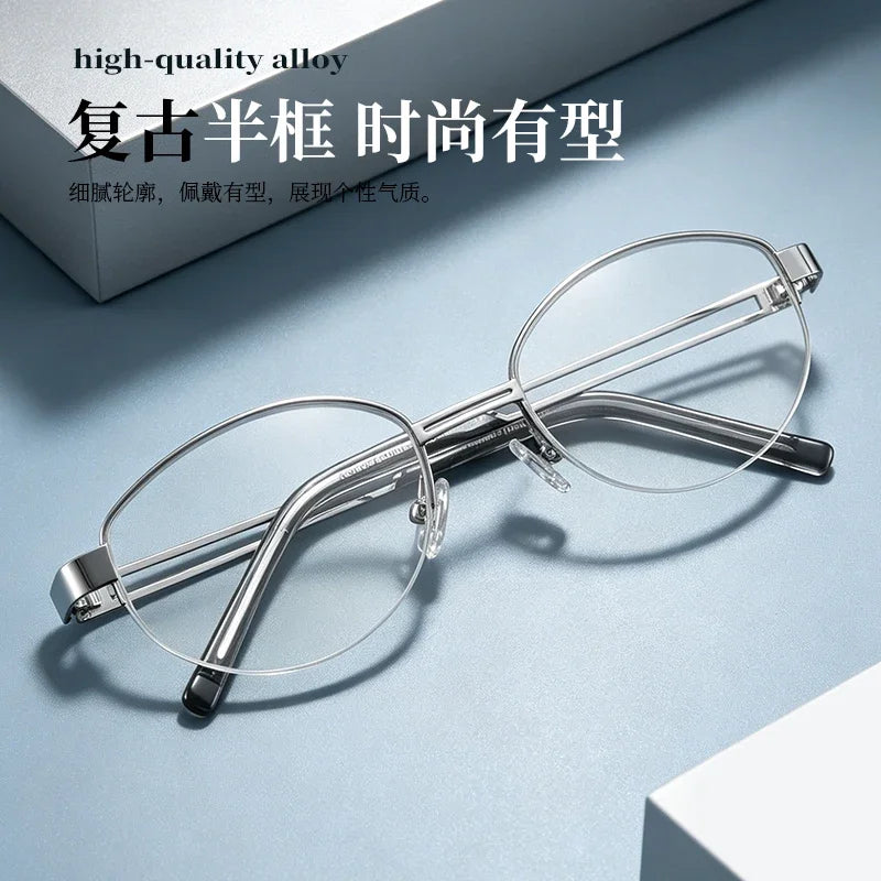 Bclear Unisex Semi Rim Oval Alloy Eyeglasses MY-124221