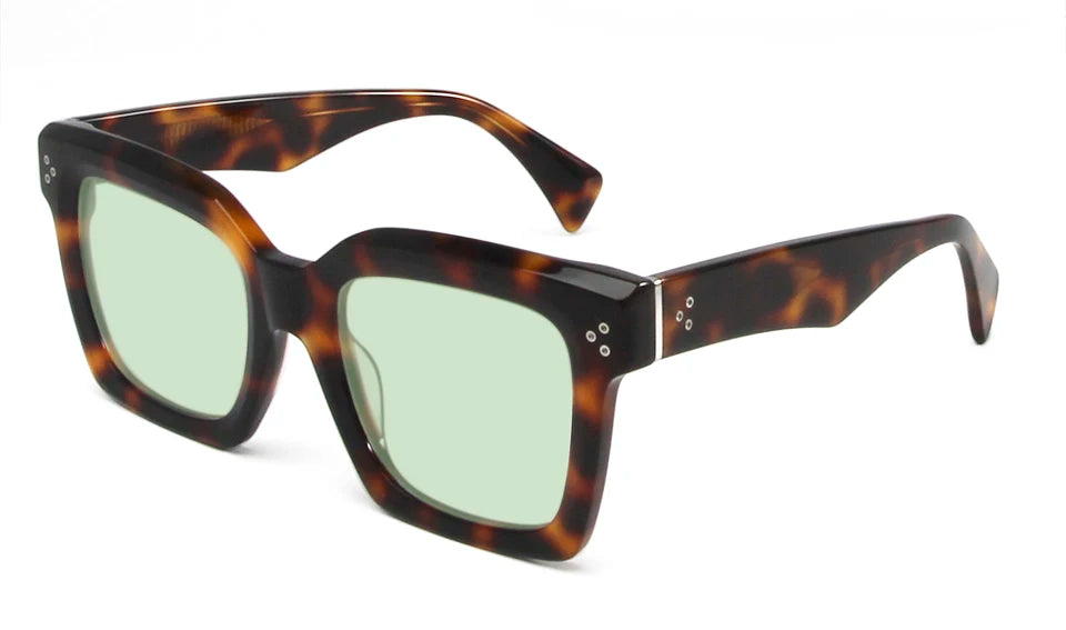 Esnbie Unisex Full Rim Square Brow Line Acetate Sunglasses 246051