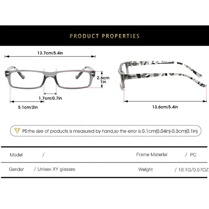 Kocolior Women's Full Rim Square Pc Alloy Photochromic Reading Glasses 525004