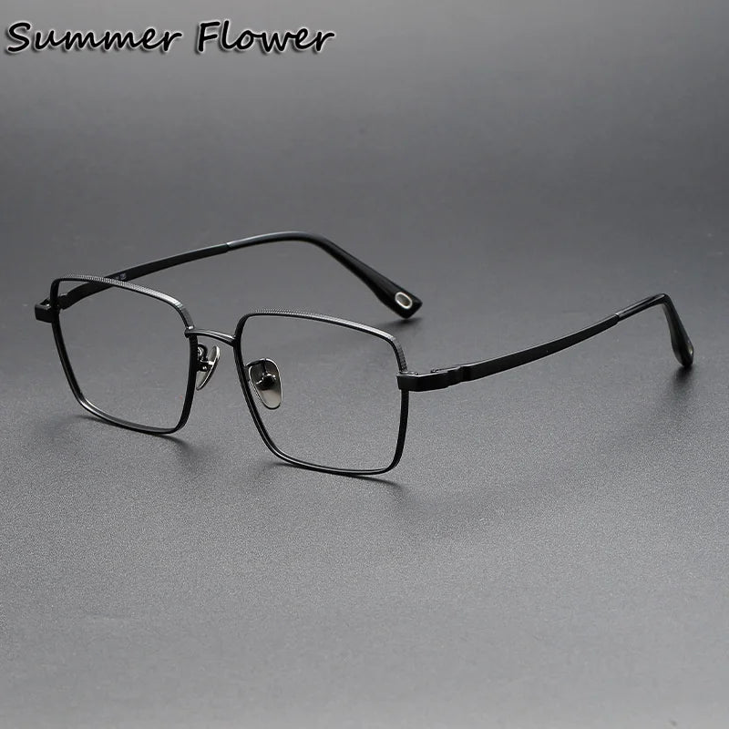 Summer Flower Men's Full Rim Polygon Square Titanium Eyeglasses 80927