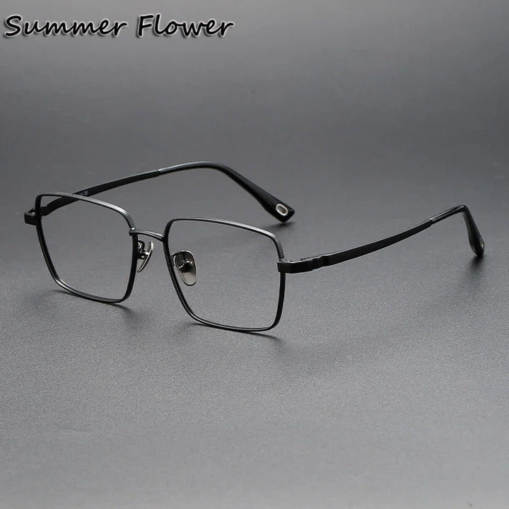 Summer Flower Men's Full Rim Polygon Square Titanium Eyeglasses 80927