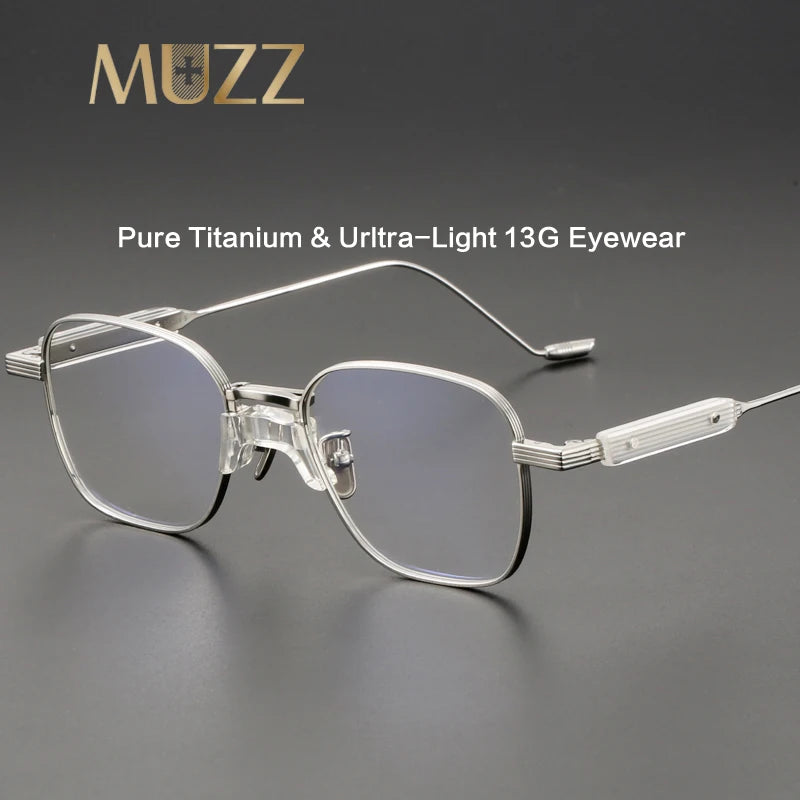 Muzz Unisex Full Rim Square Titanium Eyeglasses 10077 Full Rim Muzz   