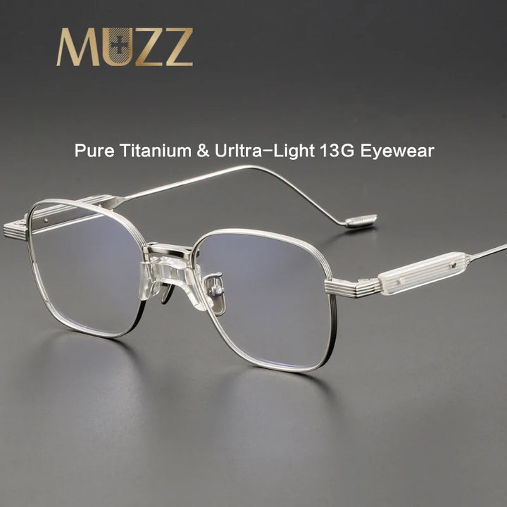 Muzz Unisex Full Rim Square Titanium Acetate Eyeglasses 10077 Full Rim Muzz   