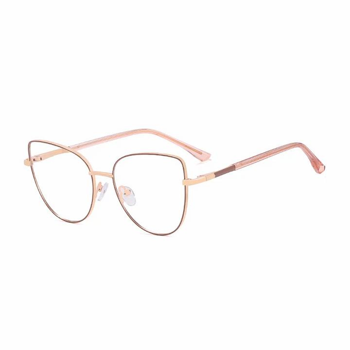 Ralferty Women's Full Rim Square Cat Eye Alloy Eyeglasses R81530 Full Rim Ralferty C5 Coffee CHINA 