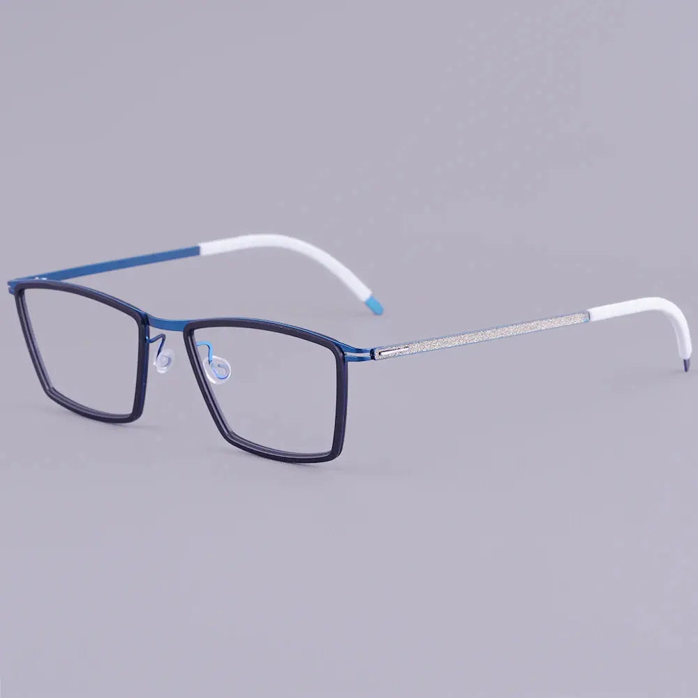Bobbie 460391 Unisex Acetate Screwless Full Rim Square Titanium Frames FuzWeb