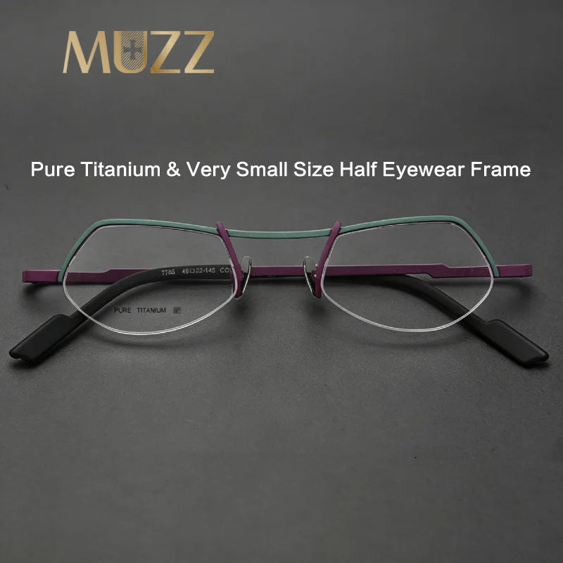 Muzz T7785 unisex small semi-rimless titanium prescription eyeglasses