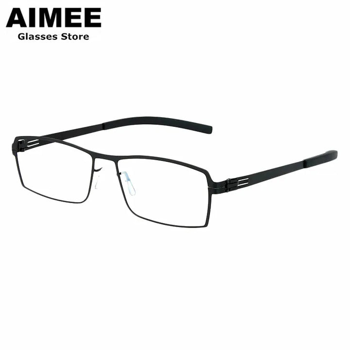 Aimee Unisex Full Rim Square Screwless Stainless Steel Eyeglasses 5086 Full Rim Aimee Black  