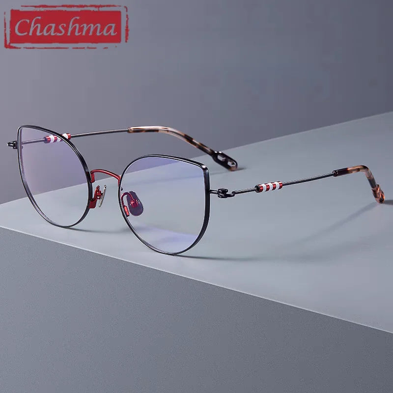 Chashma Women's Full Rim Cat Eye Acetate Titanium Eyeglasses 771001