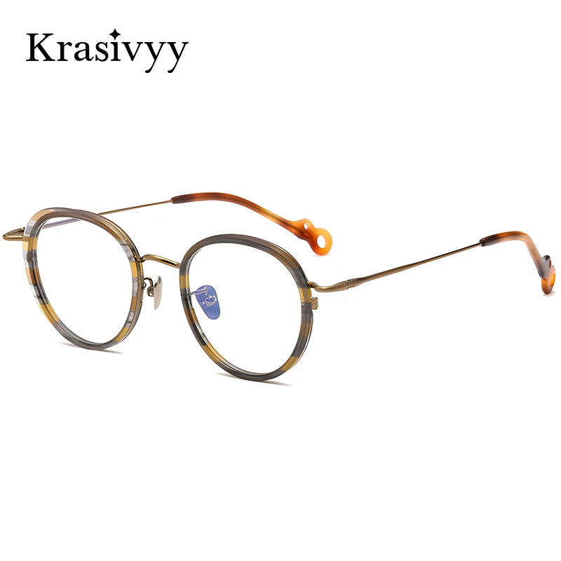 Krasivyy Men's Full Rim Round Titanium Prescription Eyeglasses ARLT5963