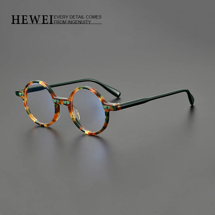 Hewei Unisex Full Rim Round Acetate Eyeglasses 21251 Full Rim Hewei   