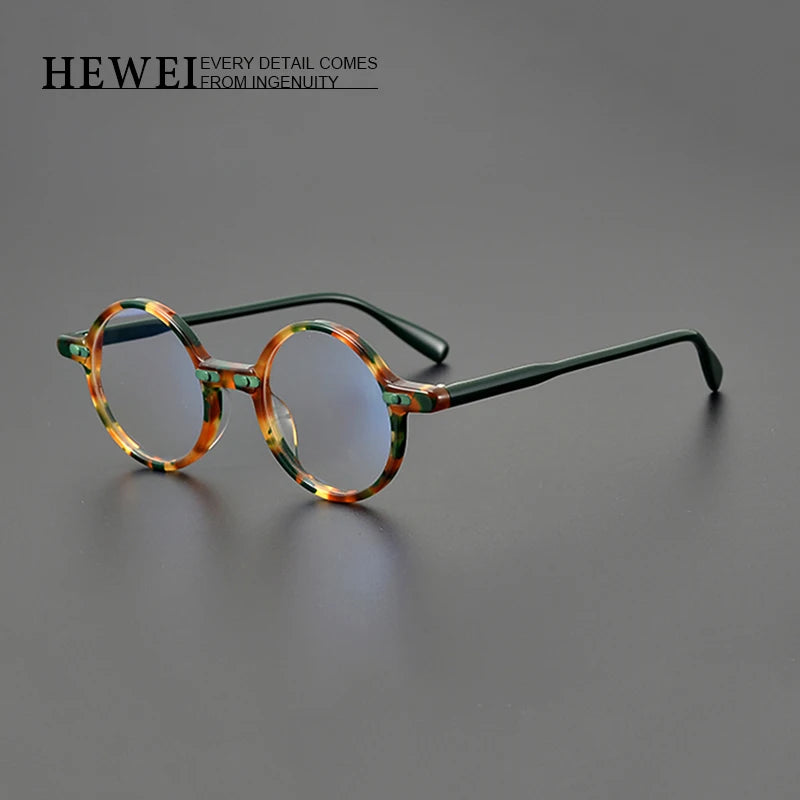 Hewei Unisex Full Rim Round Acetate Eyeglasses 21251 Full Rim Hewei   