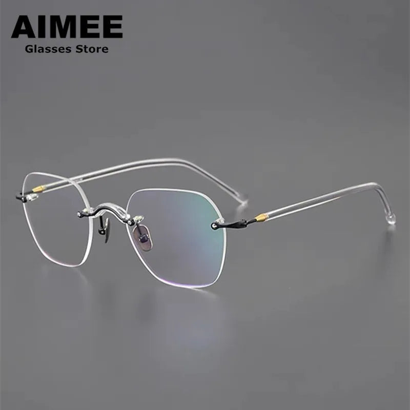 Aimee Women's Rimless Flat Top Square Titanium Eyeglasses 7122 Rimless Aimee   