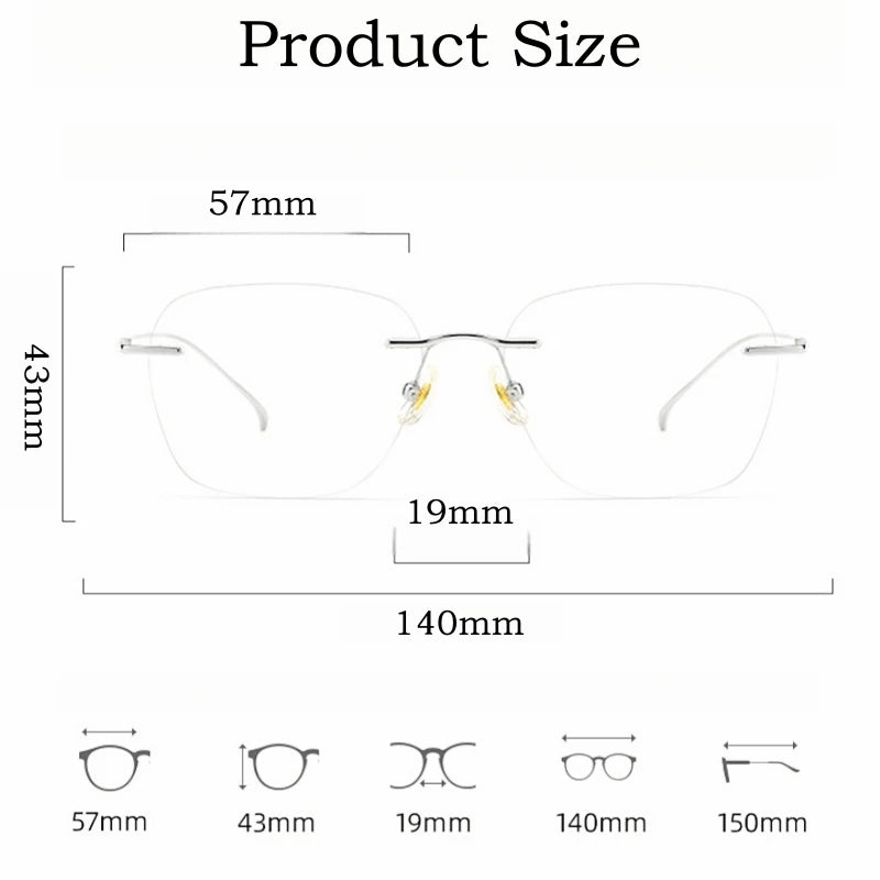 Hdcrafter Unisex Rimless Flat Top Oval Titanium Eyeglasses 8978 Rimless Hdcrafter Eyeglasses   