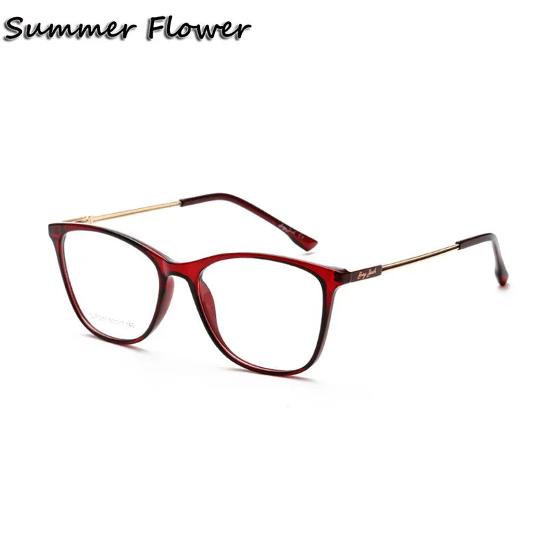 Summer Flower Women's Full Rim Square Cat Eye Tr 90 Titanium Eyeglasses 70011