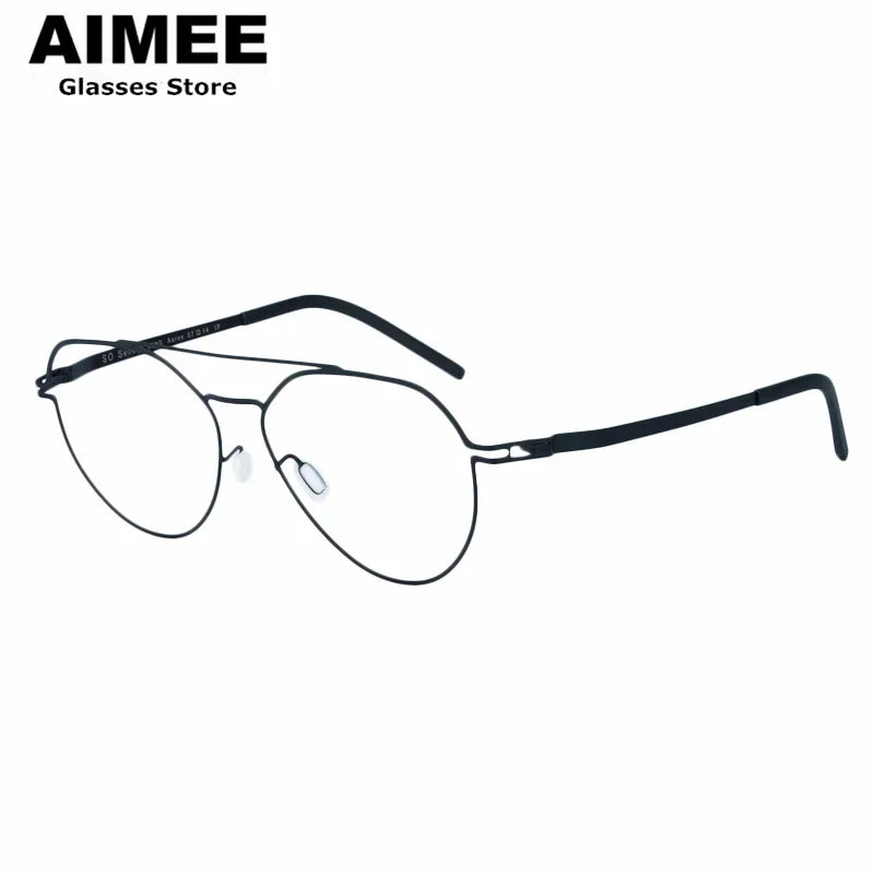 Aimee Unisex Full Rim Oval Double Bridge Steel Eyeglasses 14647 Full Rim Aimee Black  