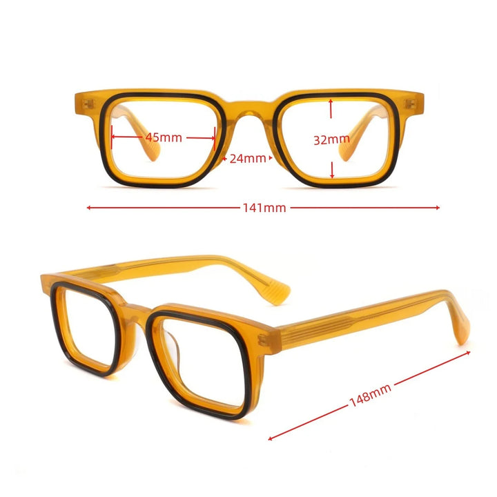 Hewei Unisex Full Rim Square Frosted Acetate Eyeglasses 92295